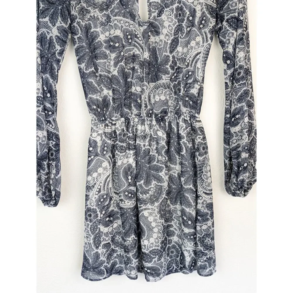 Show Me Your Mumu Rainey Dress Paisley Floral Festival Boho Blue White Size S